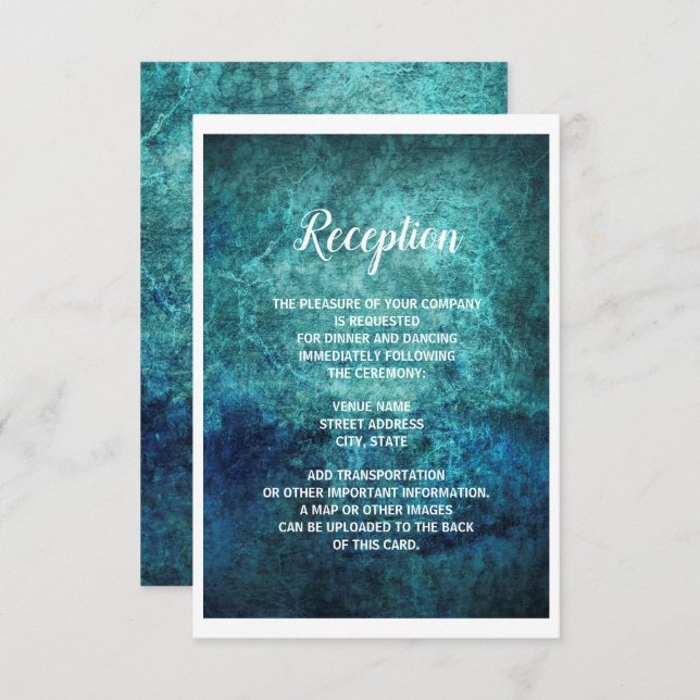 Invitation Réception de mariage de la marine turquoise Blue G (Devant / Derrière)