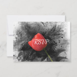 Invitation Réception de mariage de la tulipe rouge RSVP