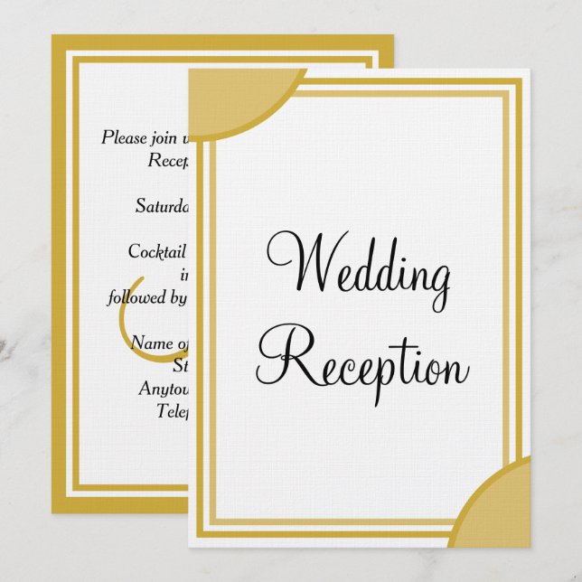 Invitation Réception de mariage de Monogramme d'or blanc (Devant / Derrière)