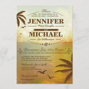 Invitation Réception De Mariage De Plage Tropical Uniquement