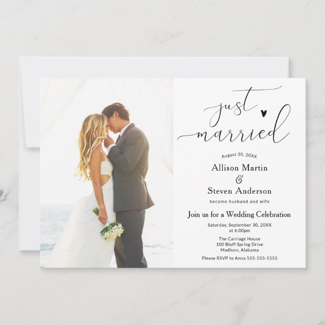 Invitation Réception de mariage des jeunes mariés (Devant)