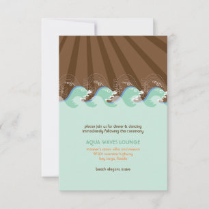 Invitation Réception de mariage d'été de plage Vagues Marron