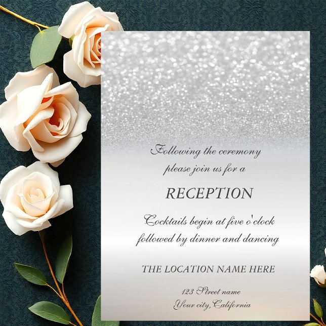 Invitation Réception de mariage élégant avec paillettes argen (Créateur téléchargé)