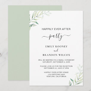 Invitation Réception de mariage élégante au vert sauge et euc