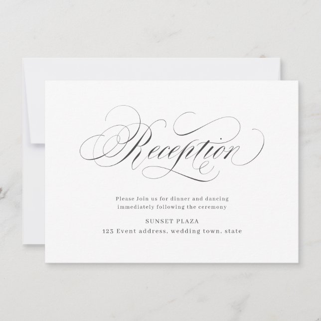 Invitation Réception de mariage élégante avec calligraphie cl (Devant)