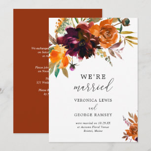 Invitation Réception de mariage élégante avec fleurs rustique