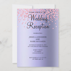 Invitation Réception de mariage élégante avec paillettes rose