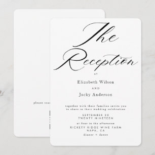 Invitation Réception de mariage élégante classique noir et bl