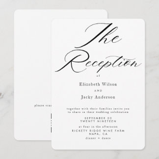 Invitation Réception de mariage élégante classique noir et bl