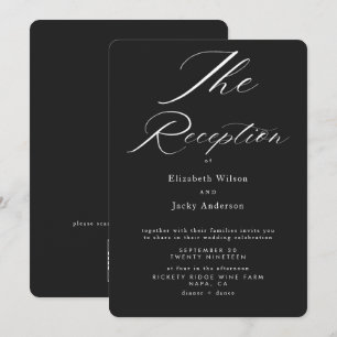 Invitation Réception de mariage élégante classique noir et bl