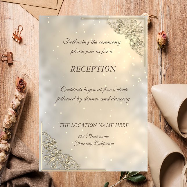 Invitation Réception de mariage élégante et chic en or (Créateur téléchargé)