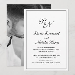 Invitation Réception de mariage élégante et classique noir et