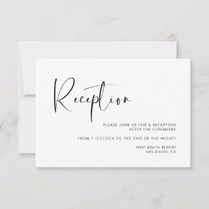Invitation Réception de mariage élégante et moderne noir et b