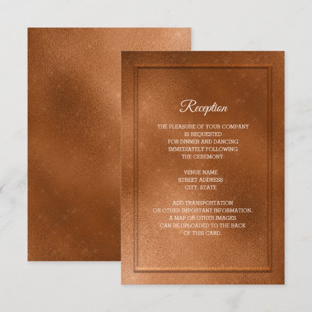 Invitation Réception de mariage élégante et tendance en cuivr (Devant / Derrière)