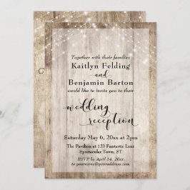 Invitation Réception de mariage en Bois Rustique et Cordes Lu