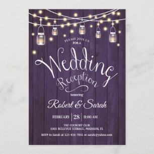 Invitation Réception de mariage en Bois Violet Rustique & Lum