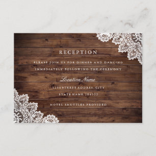 Invitation Réception de mariage en dentelle Vintage en bois r