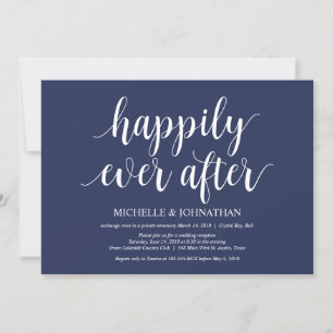 Invitation Réception de mariage en fuite rustique bleu marine