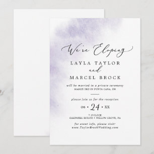 Invitation Réception de Mariage en Lavis d'Aquarelle Violette