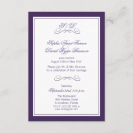 Invitation Réception de mariage en soirée avec bordure violet