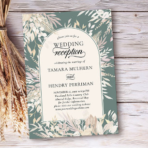 Invitation Réception de mariage encadrée botanique vert sauge