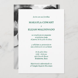 Invitation Réception de mariage espagnole verte et blanche