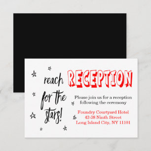 Invitation Réception de mariage étoilée rouge noir citation d