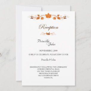 Invitation Réception de mariage, Feuilles d'automne thème