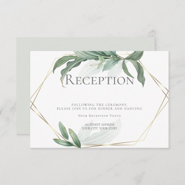Invitation Réception de mariage | Feuilles tropicales élégant (Devant / Derrière)