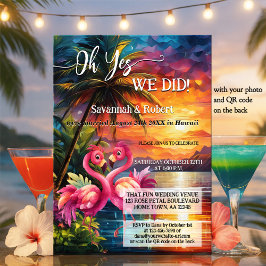 Invitation Réception de mariage flamant tropical coloré Photo