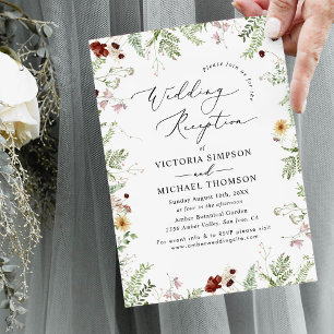 Invitation Réception De Mariage Fleur sauvage Boho Simple