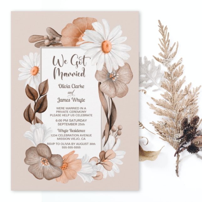 Invitation Réception de mariage floral automnal bohème rustiq (Créateur téléchargé)