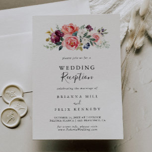 Invitation Réception de mariage floral d'été coloré tropical