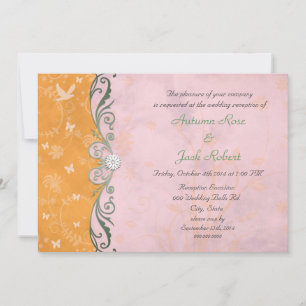 Invitation Réception de mariage floral rose et orange