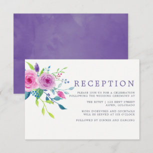 Invitation Réception de mariage florale aquarelle rose blush