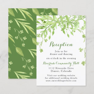 Invitation Réception de mariage florale en trèfle vert