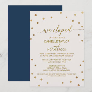 Invitation Réception de Mariage Fuite avec Points Dorés