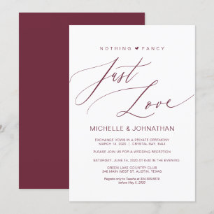 Invitation Réception de mariage fuite burgundy écriture moder