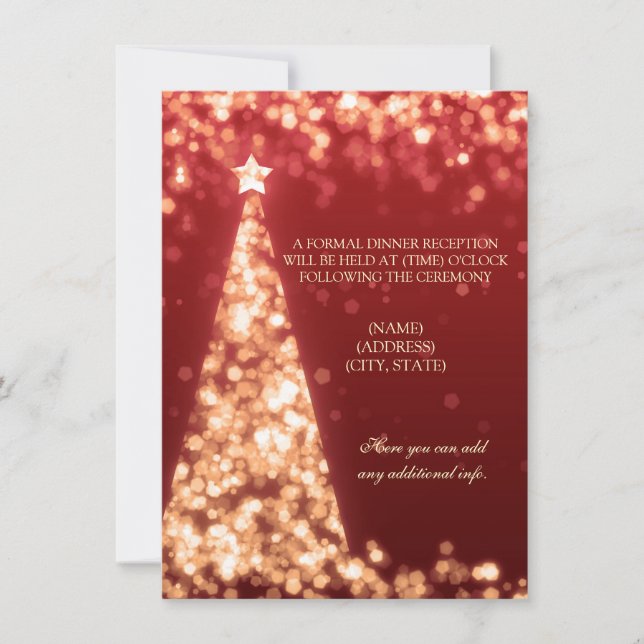 Invitation Réception de mariage Gold & Red Christmas uniqueme (Devant)