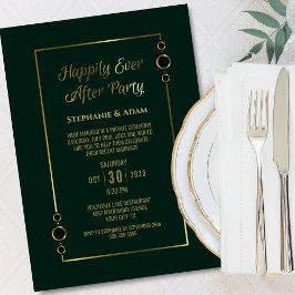 Invitation Réception de mariage Green Gold Happily Ever After