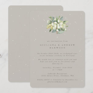 Invitation Réception de mariage Greige Snowberry+Eucalyptus