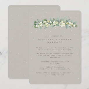 Invitation Réception de mariage Greige Snowberry+Eucalyptus