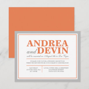 Invitation Réception de mariage gris et orange seulement Invi