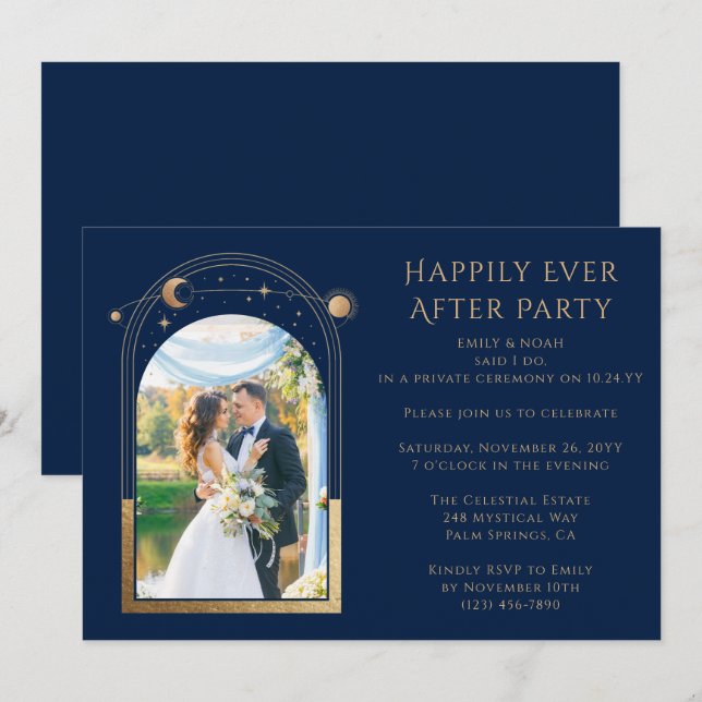 Invitation Réception de mariage Happily Ever After mystique (Devant / Derrière)