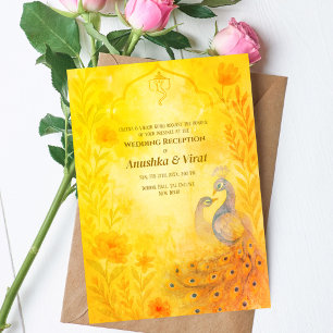 Invitation Réception de mariage hindou indien Peacock Floral