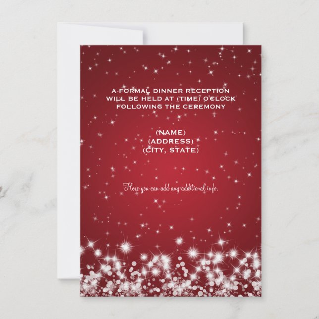 Invitation Réception de mariage Hiver Étincelle Rouge (Devant)