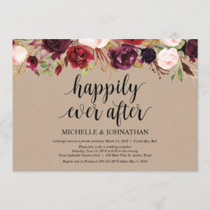 Invitation Réception de mariage intime aux fleurs de Bourgogn