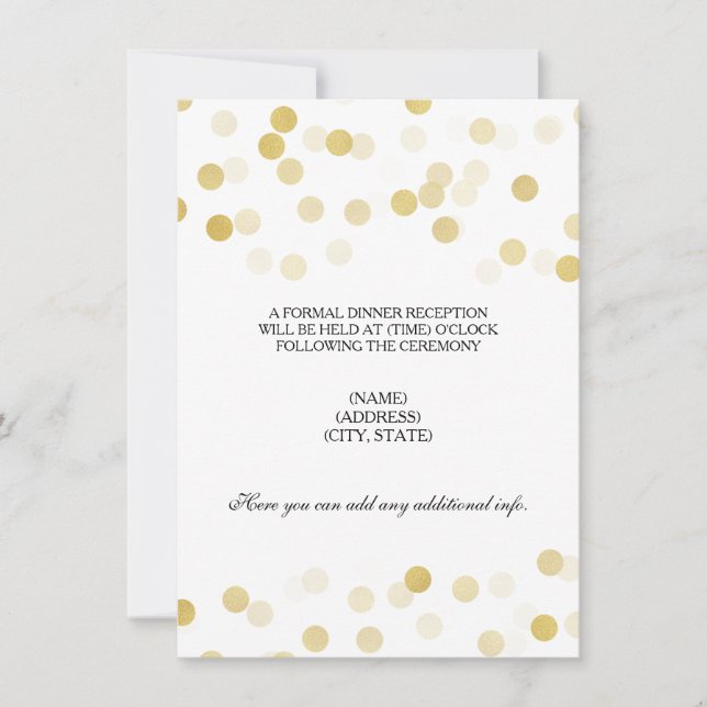 Invitation Réception de mariage lumières dorées pailletées (Devant)