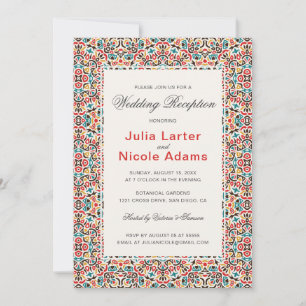 Invitation Réception de mariage mandala géométrique en treill