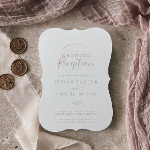 Invitation Réception de mariage Minimal Leaf   Rose Pâle